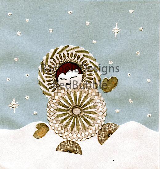 RedBubble cards/posters: Boy playing in the winter snow